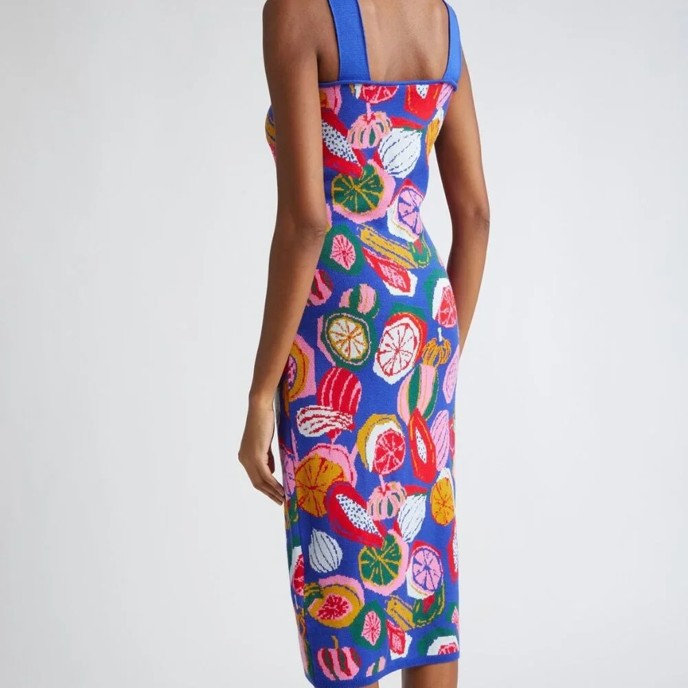 FARM Rio Colorful Fruit Salad Knit Midi Dress Medium M - Picture 2 of 3